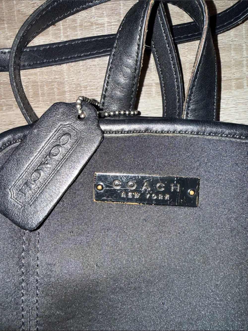 Coach Vintage Neo Neoprene Leather Backpack Black Mini Book Bag 90s Y2K